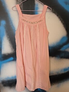 Pink Embroidered Sundress/slip With Pockets